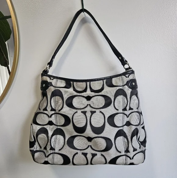 Coach Daisy Hobo Black and Gray Signature Shoulder Bag - Picture 2 of 9